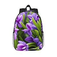Hyacinth Purple Backpack Lightweight Casual Backpack Double Shoulder Bag Travel Daypack With Laptop Compartmen