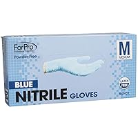 ForPro Blue Nitrile Gloves, Powder-Free, Latex-Free, Non-Sterile, Food Safe, 4 Mil, Medium, 100-Count