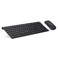 seenda Rechargeable Wireless Keyboard and Mouse - Ultra-Thin Metal Keyboard with Low-Profile Keys, 2.4G Wireless Keyboard for Windows PC Laptop Computer - Black