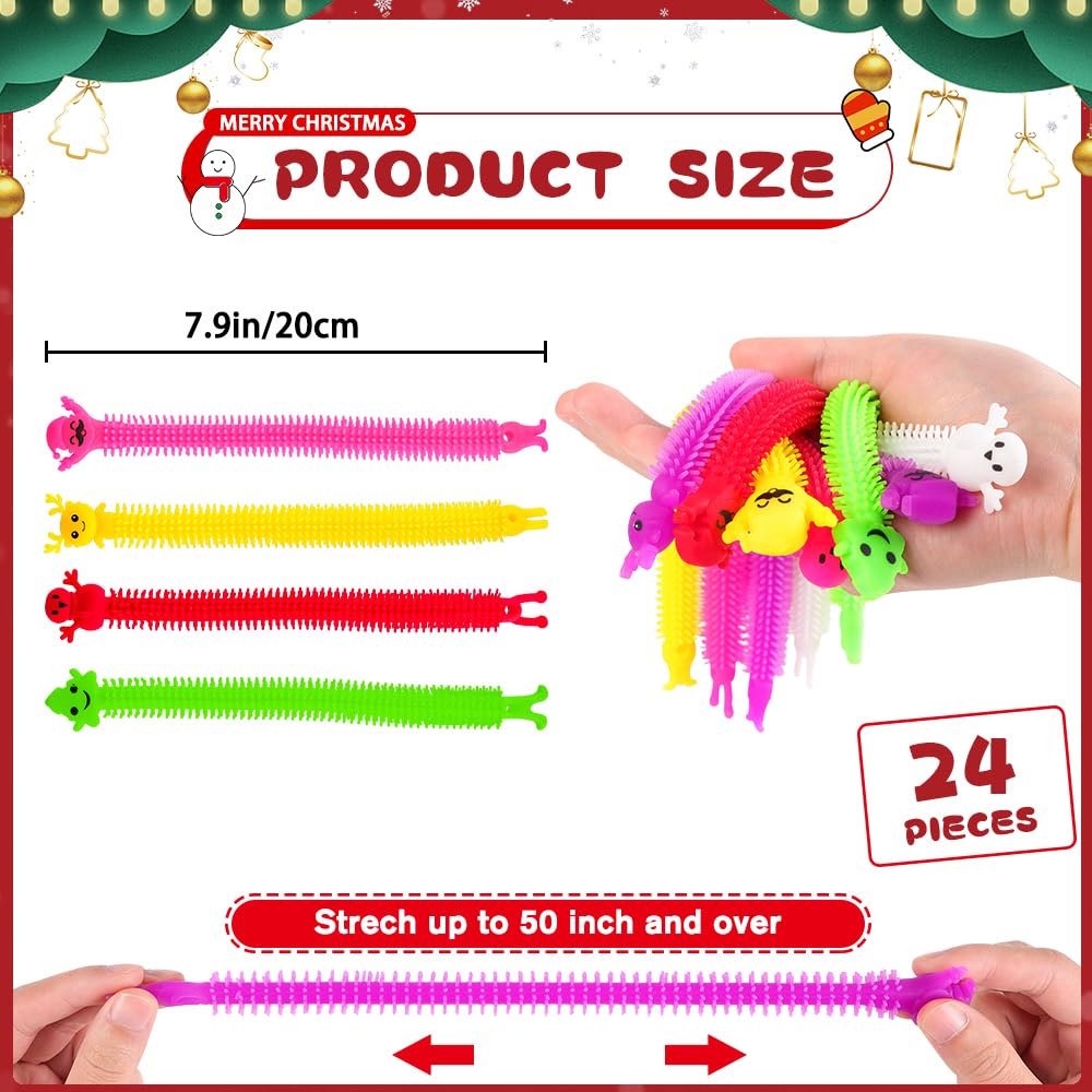 YUJUN 24PCS Stretchy Strings Fidget Toys, Colorful Sensory Worm