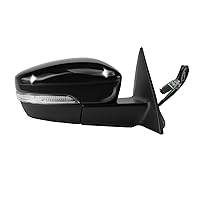 Fit System Passenger Side Mirror for Volkswagen Beetle Coupe, Hatchback, Textured Black w/PTM Cover, w/Turn Signal, w/Chrome, Foldaway, Heated Power