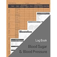Blood Sugar & Blood Pressure Log Book: Blood Pressure Log Sheets. Large Weekly Blood Pressure and Sugar Diary to Log and Monitor Your Home Health