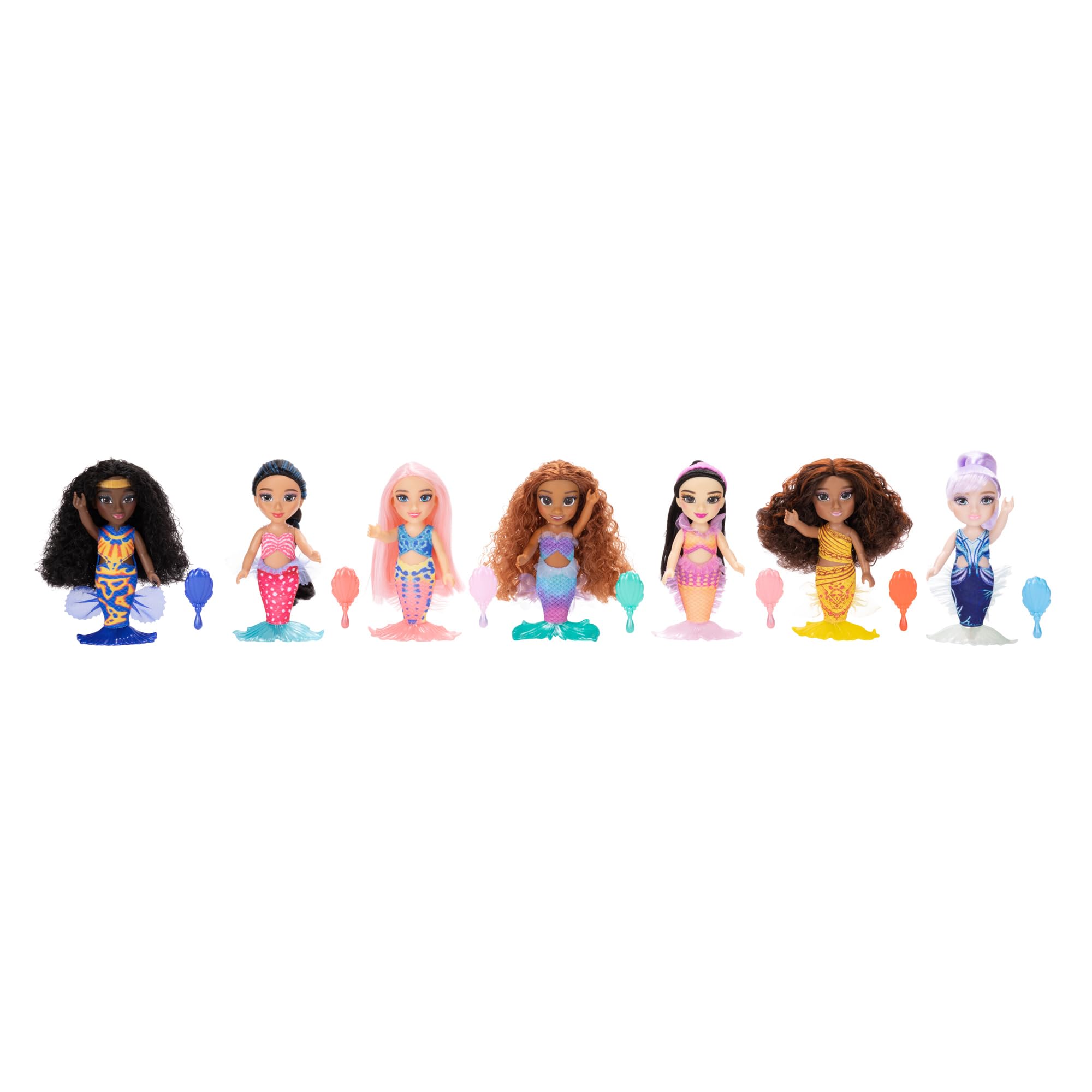 Disney The Little Mermaid Ariel and Sisters Petite Doll Set, Each Dolls Come with a Seashell Brush