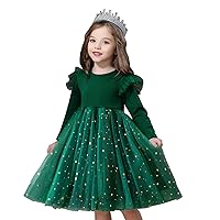 Nileafes Girl Knee-Length Dress Kids Long Sleeve Lace Casual Dresses