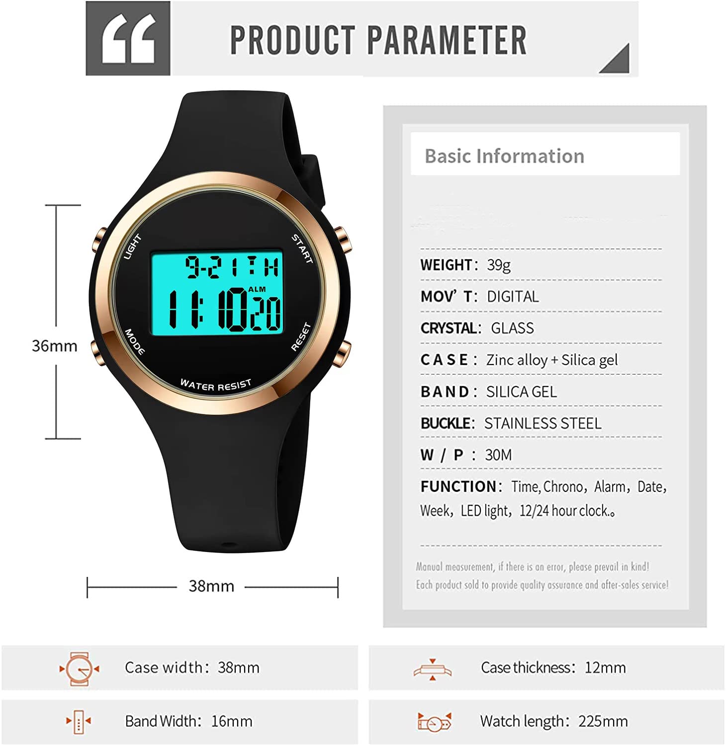 XCZAP Outdoor Sport Watches Alarm Clock 5Bar Waterproof LED Digital Watch