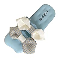 Toddler Slippers Girl Size 9 Children Slippers Fashion Front And Back Double Bow Plaid Girl Slippers Girls Strap Sandals