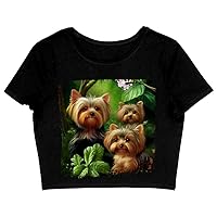 Yorkshire Terrier Women's Cropped T-Shirt - Dog Crop Top - Themed Crop Tee Shirt