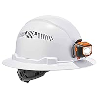 60156 Vented Hard Hat with Light, Full Brim Style, Ratchet Suspension, Class C, Skullerz 8973LED, White