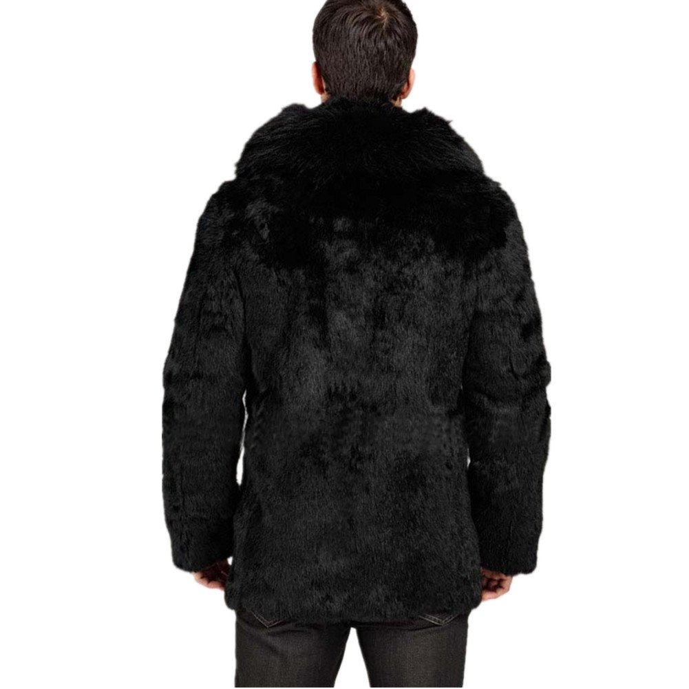 Lisa Colly Men Faux Fur Coat Mens Winter Warm Thicker Long Jacket Overcoat Parka Outwear
