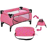 Fash n kolor Doll Pack N Play Foldable Crib Polka Dot Design Fits up to 18