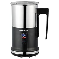Ovente Electric Stainless Steel Milk Frother and Steamer, Portable Non Stick Milk Warmer Auto Shut-Off Function Hot and Cold Foam Perfect for Coffee Latte Cappuccino Hot Chocolate, Black FR1208B