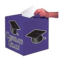 Creative Converting Congrats Grad Card Holder Box, Purple -