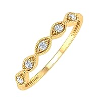 FINEROCK 0.06 Carat Diamond Twisted Wedding Band Ring in 10K Gold