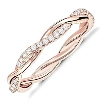 PAVOI 14K Gold Plated Cubic Zirconia Twisted Rope Eternity Band for Women