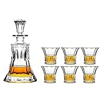 Decanter Set Whiskey Decanter Wine Decanter Whisky Decanter And Glasses Set Crystal With 6 Glass Tumbler Gift Box For Men Dad Husband 7-Piece Decanter