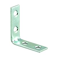 Prime-Line MP9114 Angle Corner, 1-1/2 In., Steel Construction, Zinc Plated, 4-Hole Bracket (10 Pack)