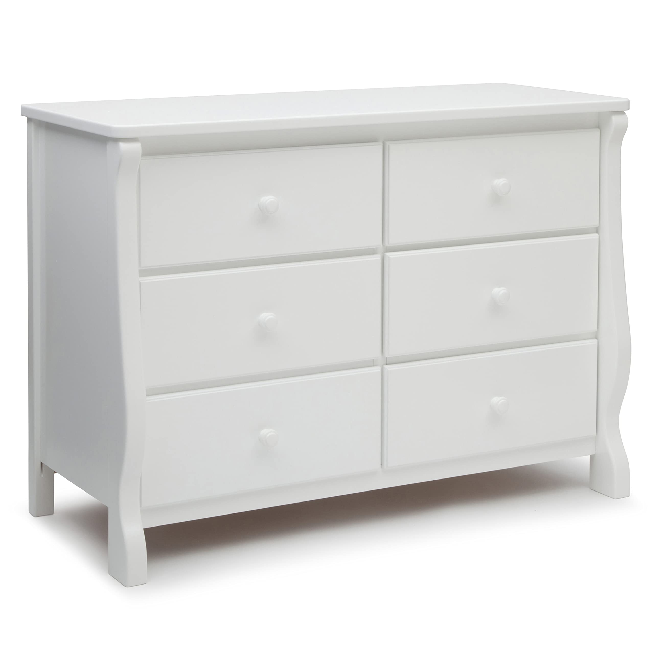 Delta Children Universal 6 Drawer Dresser with Interlocking Drawers - Greenguard Gold Certified, White & Eclipse Changing Table with Changing Pad, White
