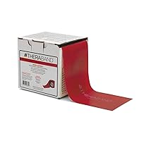 THERABAND Resistance Band 25 Yard Roll, Medium Red Non-Latex Professional Elastic Bands For Upper & Lower Body Exercise Workouts, Physical Therapy, Pilates, & Rehab, Dispenser Box, Level 3