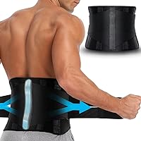 Back Brace for Lower Back - Back Support Belt for Back Pain,Work,Lifting,Sciatica,Scoliosis,Herniated Disc and Sedentary - Lumbar Support Brace with Removable Steel Plates Black M/L04