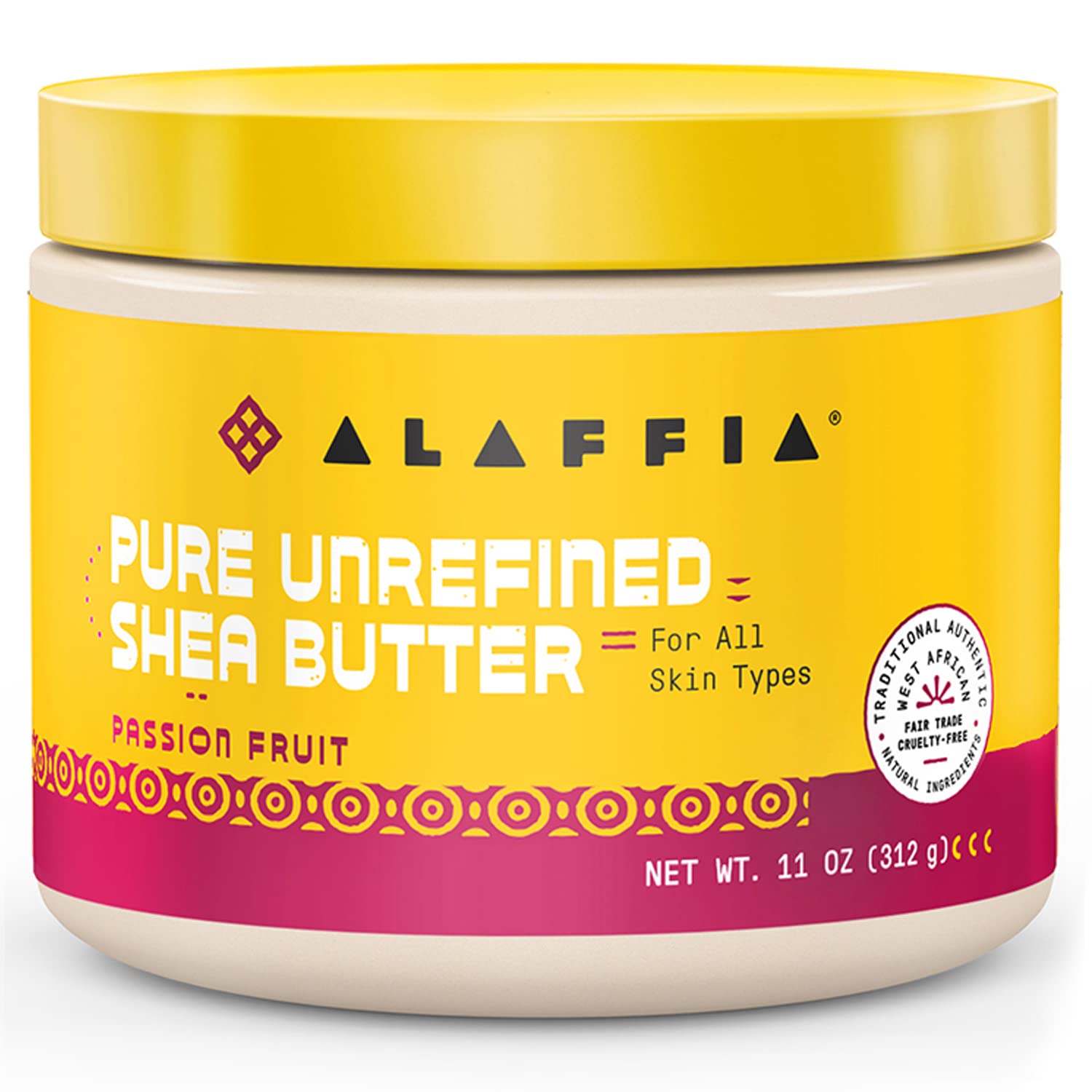 Alaffia Pure Unrefined Shea Butter with Passion Fruit, Pure Shea Butter Lotion, Moisture for Skin and Hair, Shea Body Butter Moisturizer, Face Moisturizer for Dry Skin, All Skin Types, 11 Oz