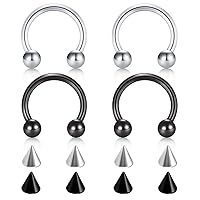 D.Bella 22G 20G 18G 16G 14G 12G 10G 8G 6G 4G 2G 0G 00G Surgical Steel Nose Septum Horseshoe Hoop Eyebrow Lip Navel Belly Nipple Piercing Ring Helix Tragus Daith Rook Captive Earrings Replacement Spikes