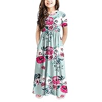 storeofbaby Girls Casual Maxi Floral Dress Long Sleeve Holiday Dresses with Pockets