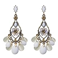 Boho Drop Dangle Earrings ，Premium Vintage Earrings for women, Hollow Heart Water Drop Long Hanging Baroque Studs Women Jewelry gifts