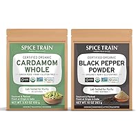 SPICE TRAIN, Cardamom Pods (100g) + Black Pepper Powder(283g)