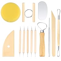 Ceramic Clay Tools Set, Wooden Metal Pottery Clay Sculpting Tools, Clay Wax Pottery Sculpture Carving Sculpting Modeling Tools Kits for Adults Beginners Shaping Modeling Smoothing (Wood color)