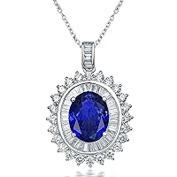 Top 14K White Yellow Gold Genuine AAAA Tanzanite Diamond Pendant Necklaces Engagement Wedding for Women Ladies