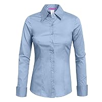 NE PEOPLE Womens Basic Solid Work Office Tailored Long Sleeve Button Down Daily Shirt (S-3XL)