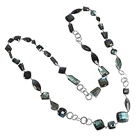 Silvesto India Handmade Jewelry Manufacturer 925 Sterling Silver, Fire-Flashy-Labradorite, Rolo-chain Necklace Jaipur Rajasthan India