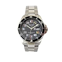 Del Mar 50377 43mm Stainless Steel Quartz Watch w/Stainless Steel Band in Silver with a Black dial