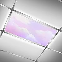 Sky and Clouds,Pink Purple,Fluorescent Light Covers,Light Filters for Ceiling Lights Classroom & Office-Easy to Install-Improves Room Aesthetics,4'x2'