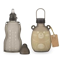 haakaa Reusable Silicone Pouch Bottle&Breast Milk Storage Bag 9 oz Set- Natural Self Feeding Baby Bottle|Refillable Baby Food Pouch for Yogurt Puree