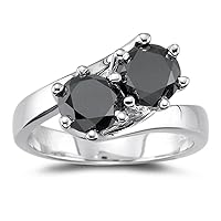3.02 ct Opaque Round Cut Moissanite Solitaire Engagement & Wedding Ring Black Color Size 7.50