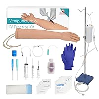 Premium IV and Venipuncture Training Kit, Practice Phlebotomy Arm, Clinical Nursing Training, 25 Piece IV Start Kit, Durable & Realistic Design