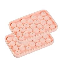 Round Ice Cube Tray 2 Pack BPA Free Silicone Flexible Easy Release 1.1 Inch x 50PCS Small Ice Ball Maker Mold for Whiskey, Cocktail, Chilling (Pink)