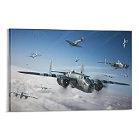 B-25 Mitchell Type Bomber Military Aircraft Attack Aircraft Picture Vintage US Navy Aviation Art Dec Canvas Wall Art Prints for Wall Decor Room Decor Bedroom Decor Gifts 12x18inch(30x45cm) Frame-sty