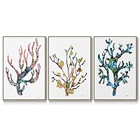 Renditions Gallery Canvas 3 Piece Nature Wall Art Modern Decorations Paintings Romantic Sea Carol Natural Floater Framed Brushstrokes Artwork for Bedroom Office Kitchen - 16