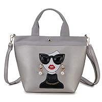 Funky Lady Face Purse for Women Casual Shopping Bag Top Handle Satchel Handbags Pu Leather Shoulder Bag Totes