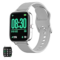 Smart Watch, BOFIDAR 1.7'' Touch Screen Fitness Watch for Men Women, Answer/Make Call Smartwatch for Android and iOS Phones, Fitness Tracker with Heart Rate Blood Oxygen Sleep Step Counter (Silver)…