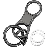 DAYGOS Car Keychain Clip with Quick Release Key Rings, Universal Key Fob Holder with 4 Detachable Keyrings, Heavy Duty Car Keychain Organizer for Men and Women