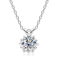 AimiIee Moissanite Necklace 1/2CT D Color VVS1 Clarity Round Brilliant Cut Lab Created Diamond Gold Plated 925 Sterling Silver Pendant for Women with Certificate