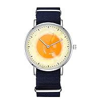 Fried Egg Design Nylon Watch for Men and Women, Breakfast Theme Wristwatch, Food Lover Gift