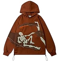 CosTribe Mens Skull Oversize print Streetwear Hoodies Goth Harajuku Y2k skeleton Grunge Punk Jacket