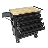 Tool Chest Workbench with 4 Drawers,Tool Box On Wheels,Rolling Tool Cart,Locking Tool Box Storage Organizer Cabinet for Garage,Repair Shop,Workshop Black