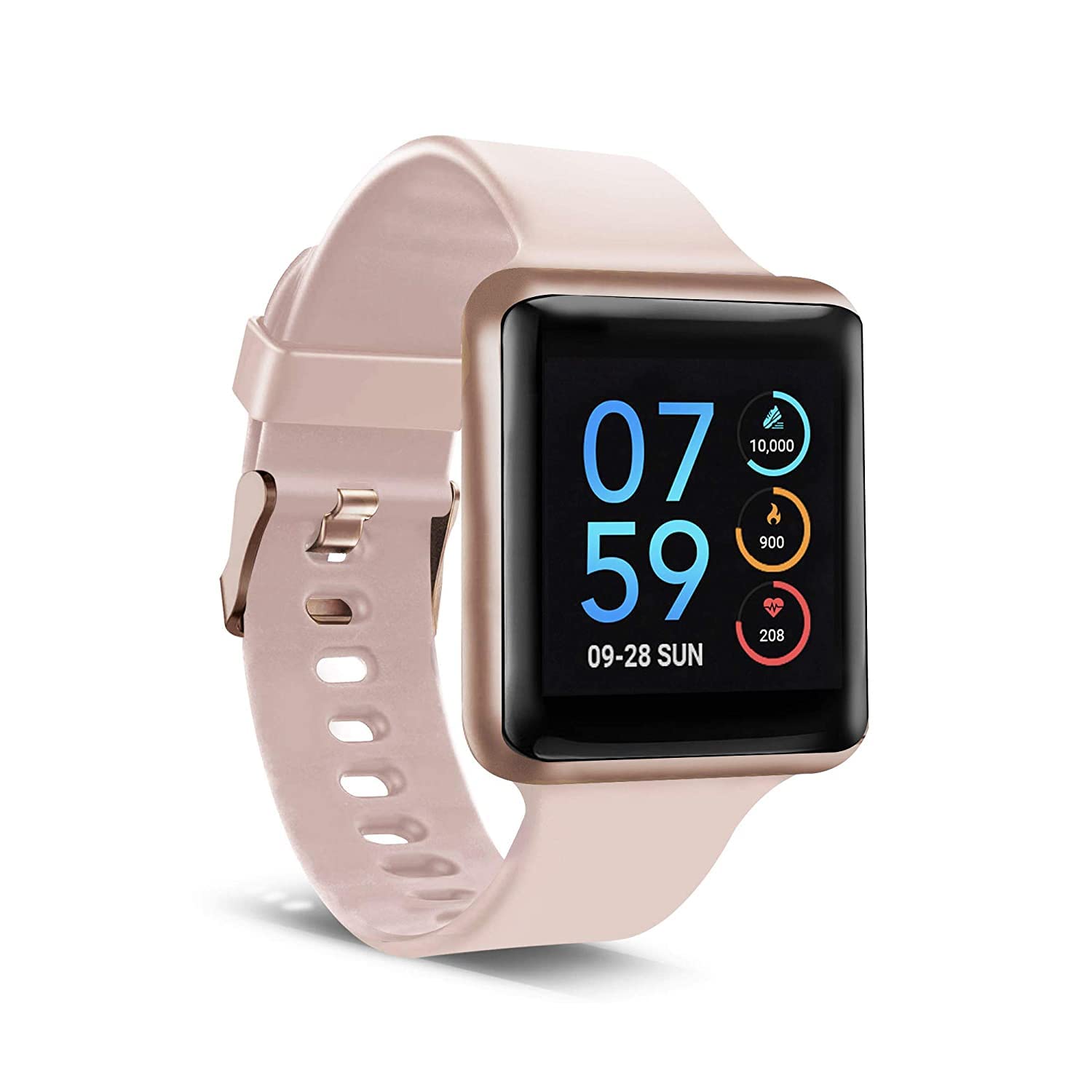 iTouch Air Special Edition Smartwatch, Heart Rate Monitor, Pedometer, Walking and Running Tracker for Women and Men, Android & iOS Compatible - Solid Strap (Blush/Rose Gold)