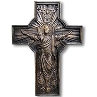 Wall cross Wooden Crucifix Savior Jesus. Religious wood carving Catholic Cross. Christian gift (small)