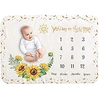 Baby Monthly Milestone Blanket Girl, 40×60 Inches Sunflower Milestone Blanket, You are My Sunshine, Flannel Fleece, Photography Backdrop Photo Prop